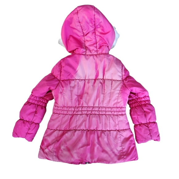 Girl's London Fog Gradient-Pink Fleece Lined Full Zip Hooded Puffer Jacket L/6X - Picture 3 of 16